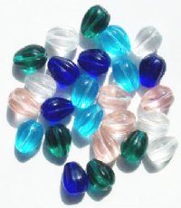 25 11x9mm Transparent Grooved Drop Bead Mix Pack
